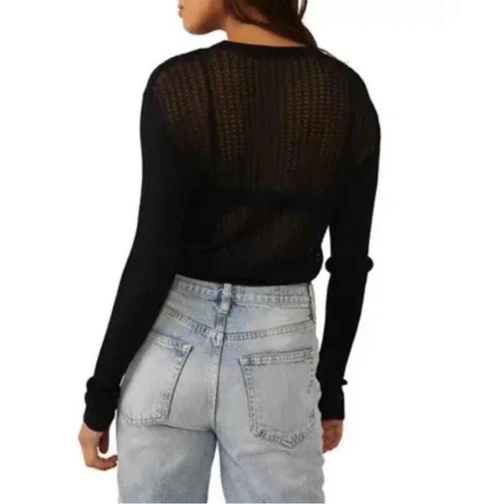 Free People NWT H20 Crew Neck Mesh Pullover Sheer Long Sleeve NWT SIZE S - Picture 3 of 6